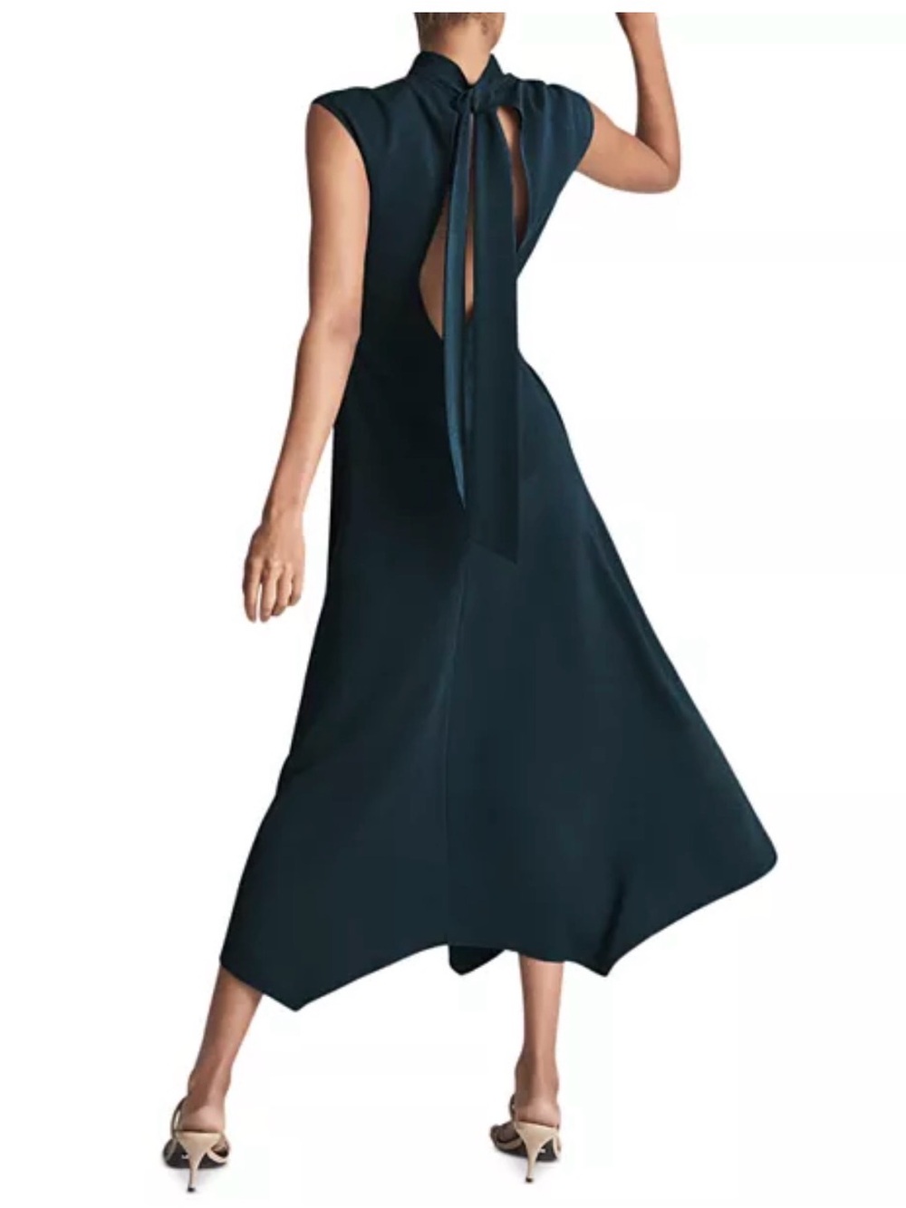 Reiss Deep Teal Mock-Neck Midi Dress - Picture 2 of 12